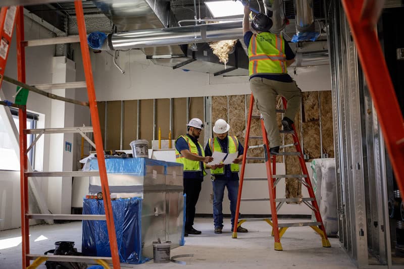 Tecton construction workers in a critical facility renovation